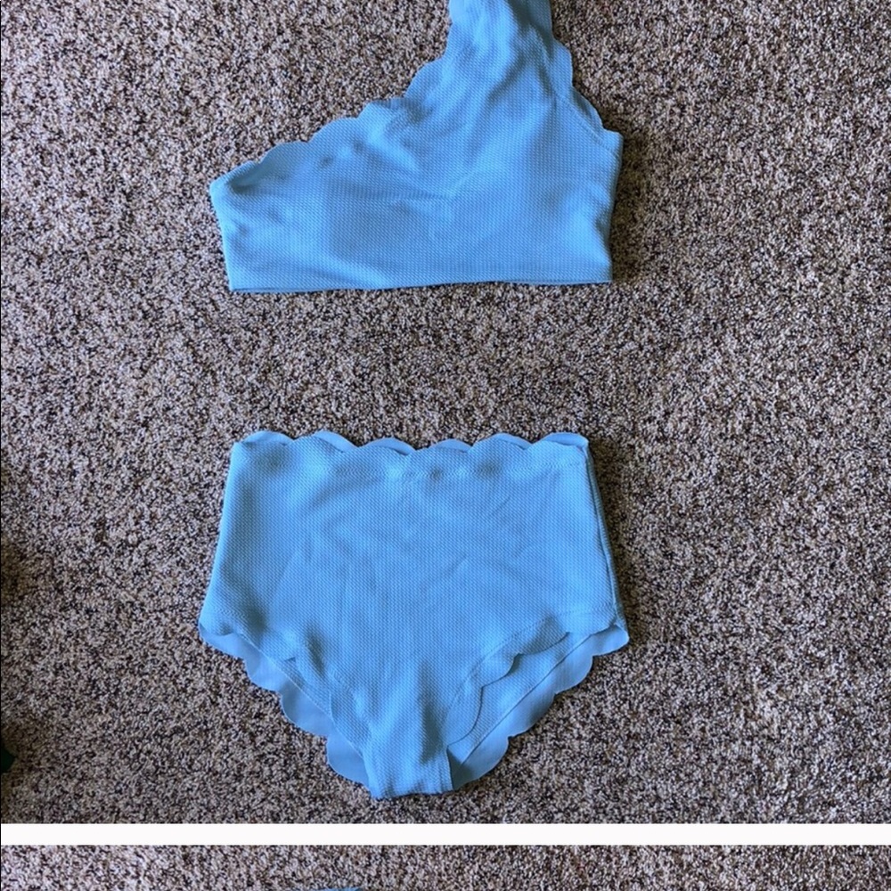 Light blue one strap high waisted bikini